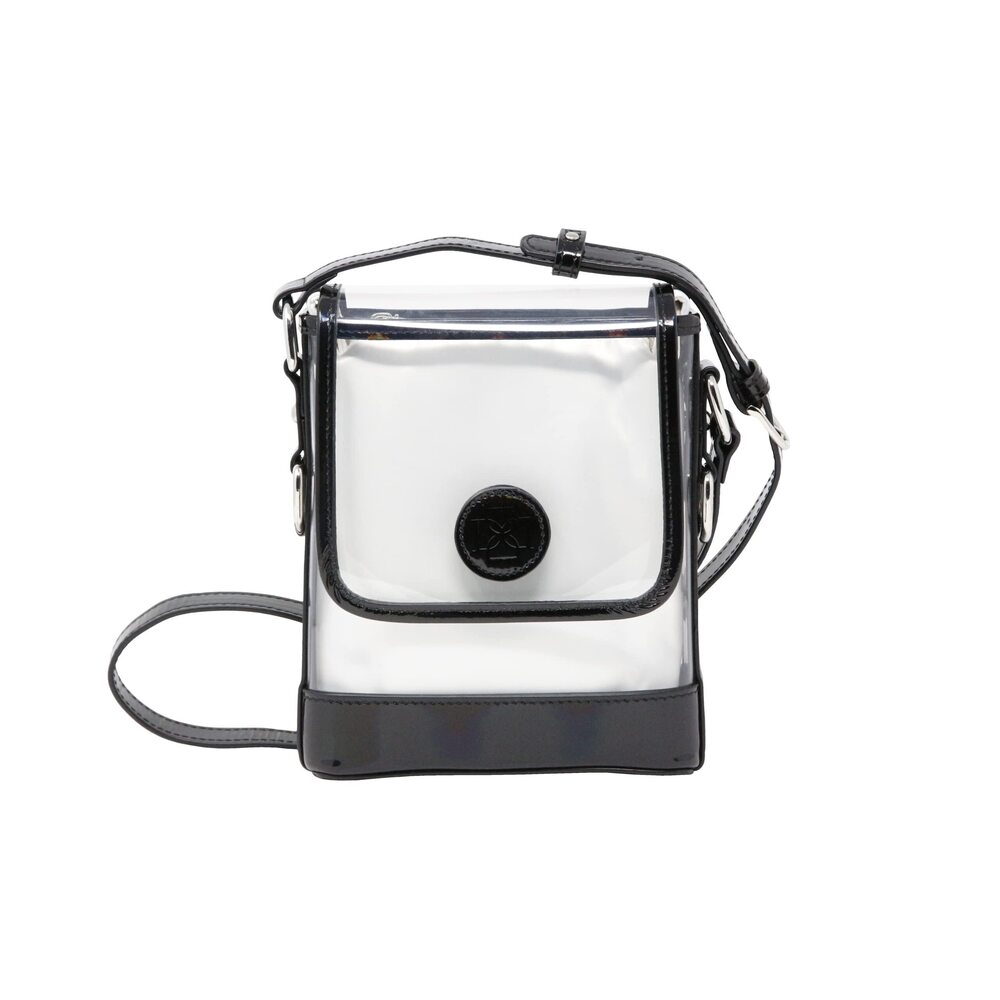8621 Clear Small Satchel Black Holographic Leather Trim with Removable